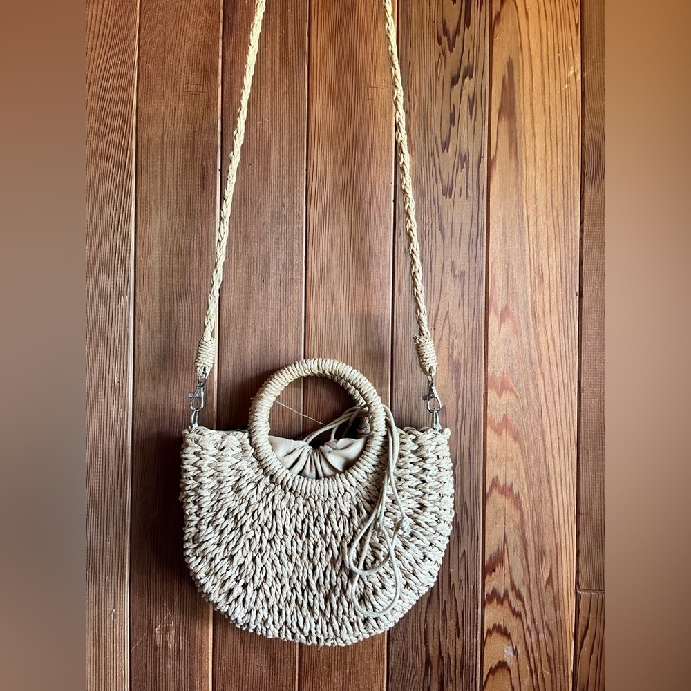 Woven crossbody purse straw bag